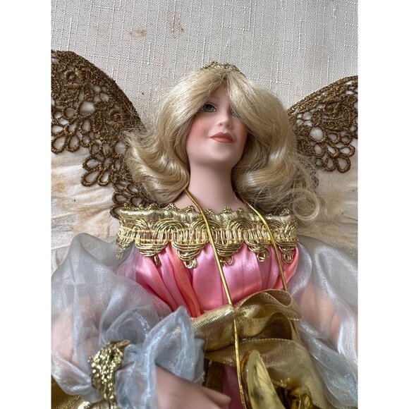 Paradise Galleries  Porcelain Angel Christmas Tree Topper Patricia Rose 13" - Picture 2 of 8